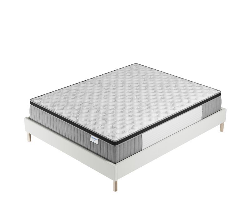 Ensemble 180x200 cm, sommier + matelas ressorts ensachés, ép. 30cm à mémoire de forme