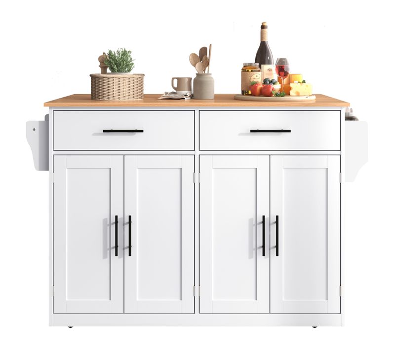 Chariot De Service Avec Plateau Pliable En Bois 120x46(70)x91 Cm Avec Roulettes, Blanc