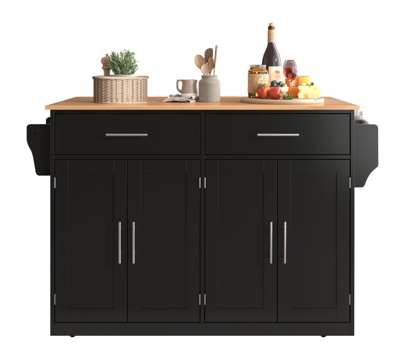 Chariot De Service Avec Plateau Pliable En Bois 120x46(70)x91 Cm Avec Roulettes, Noir