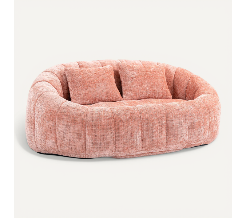 Canapé Pouf En Chenille, Dossier Haut Confortable, Usage Intérieur/extérieur, Rose