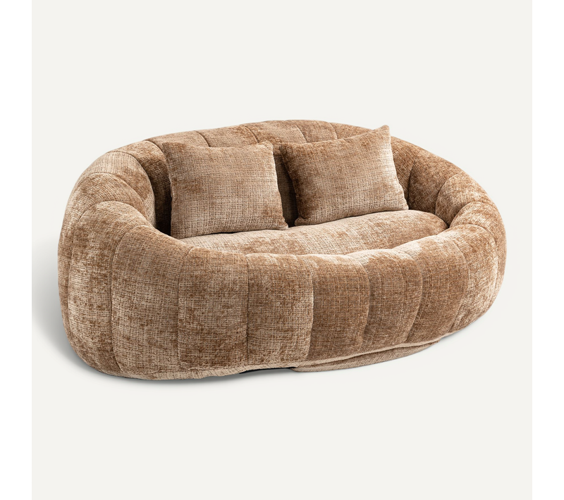 Canapé Pouf En Chenille, Dossier Haut Confortable, Usage Intérieur/extérieur, Café