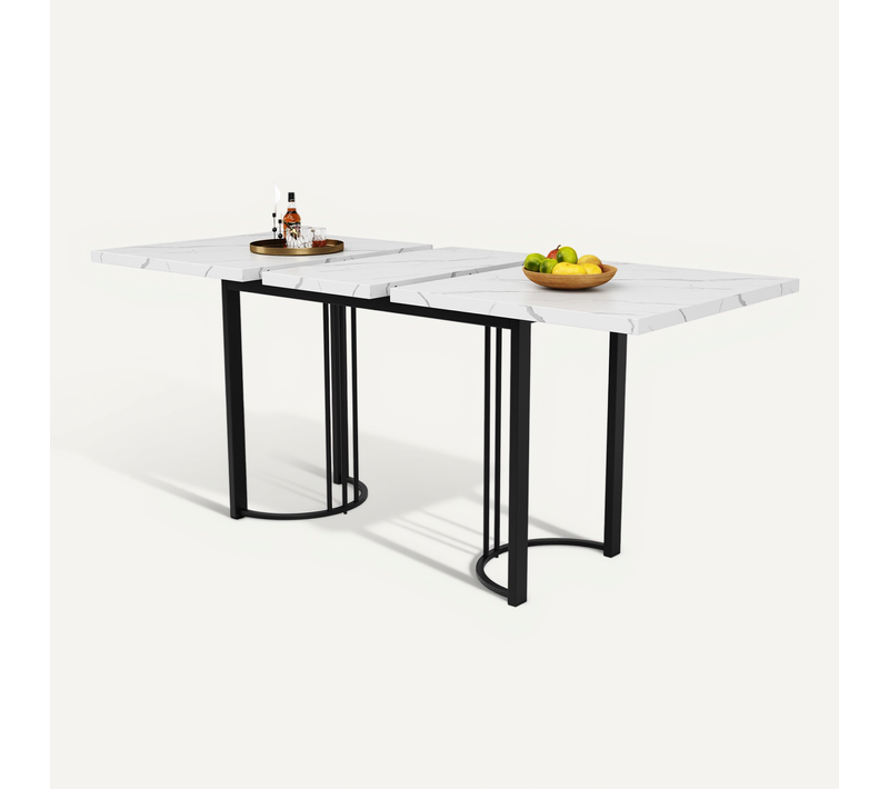 Table Télescopique 140-179,5x80 Cm, Cadre Métallique, Pieds Blancs/noirs