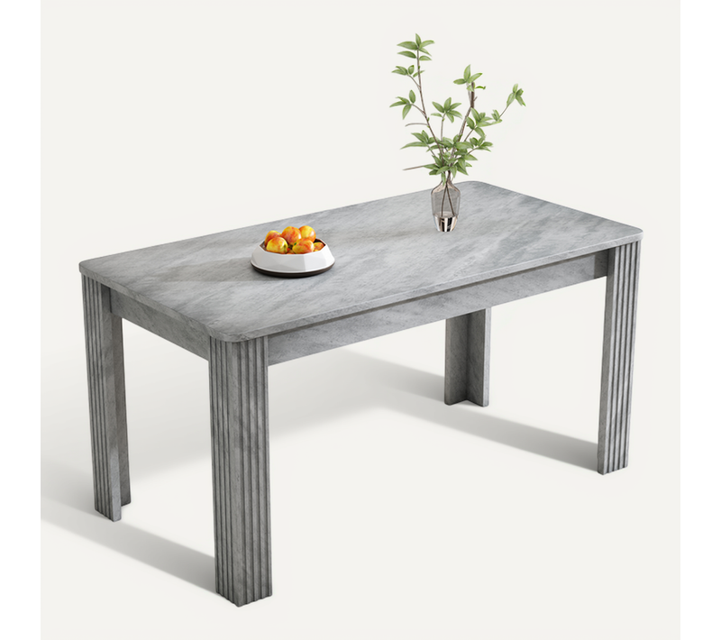 Table Salle à Manger, Design Contemporain, Bois De Chêne, Rectangulaire, Béton