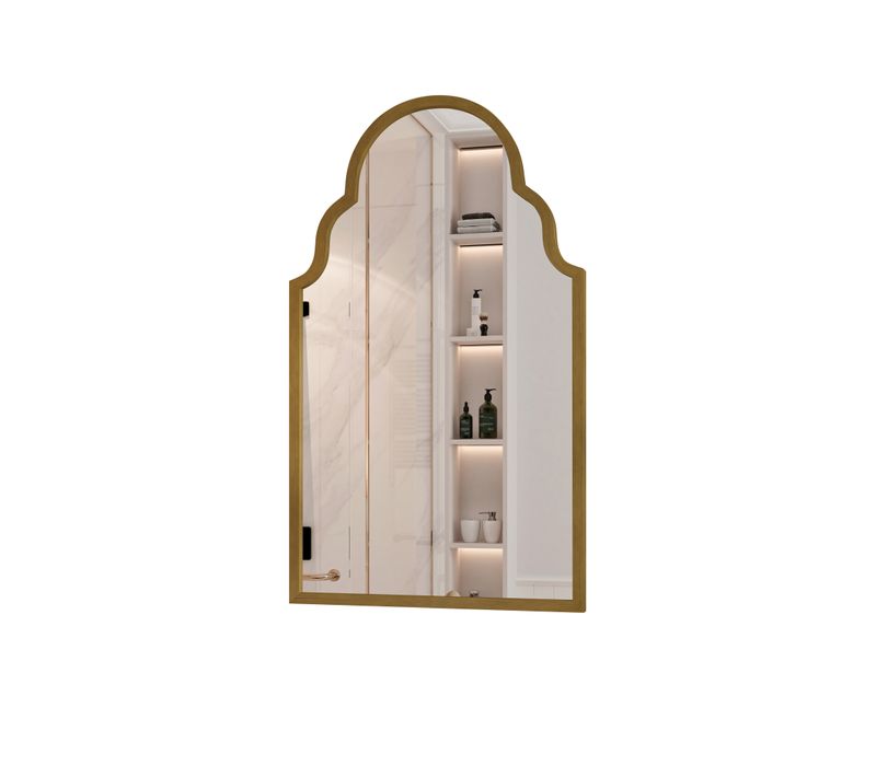 Miroir Rectangulaire, Cadre Métal, Miroir Pour Mur, 61x101cm En Bronze