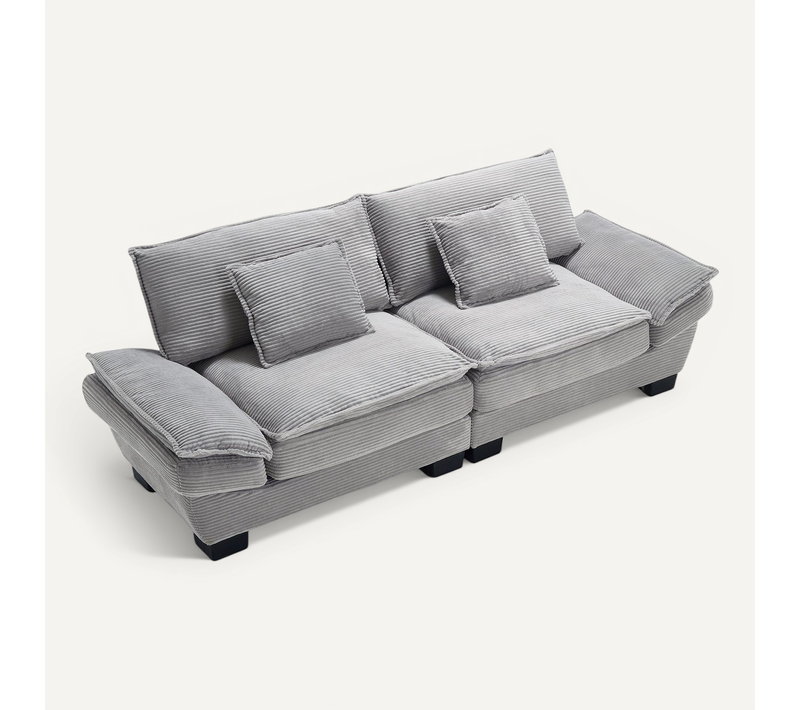 Canapé Fixe Moderne En Tissu Avec Lit Intégré, Confortable Et Spacieux, Gris Clair