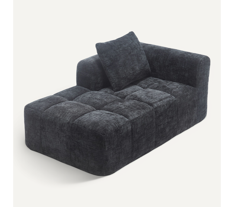 Canapé Angle, Tissu Doux, Avec Coussins Et Poches Latérales, Noir