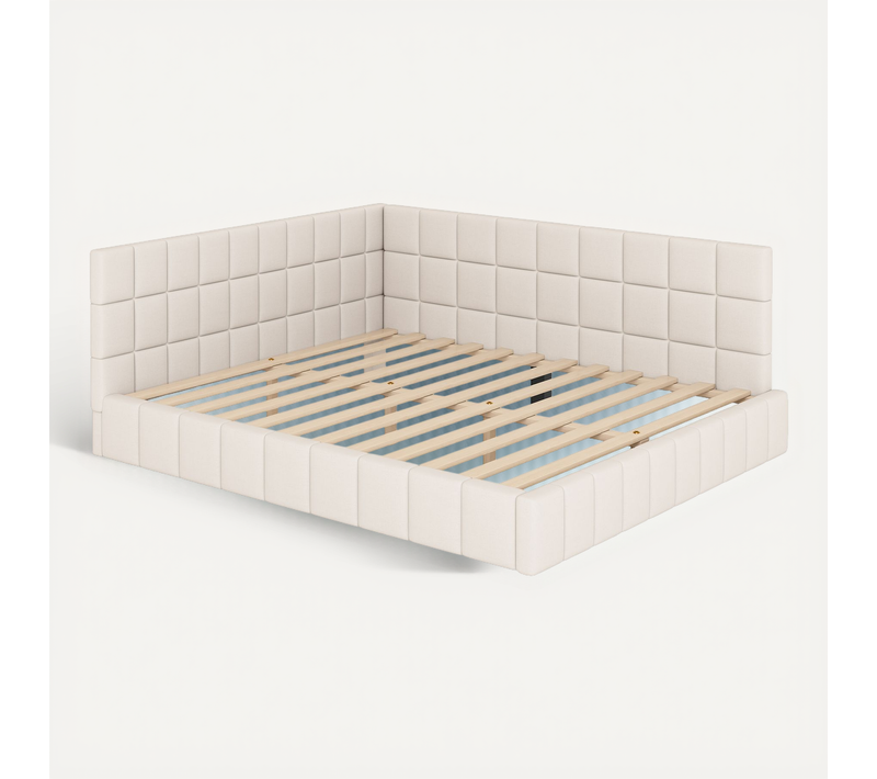 Canapé-lit Tapissé 160x200 Cm Lit Multifonction Avec Sommier Tissu Velours Beige