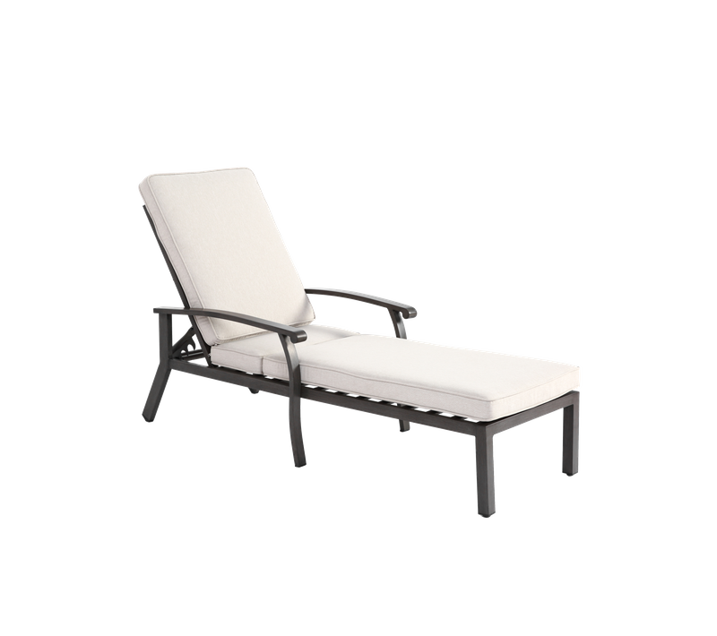 Chaise Longue Lounge En Aluminium Résistant à La Rouille Avec Coussin En Coton, Adjustable, Beige