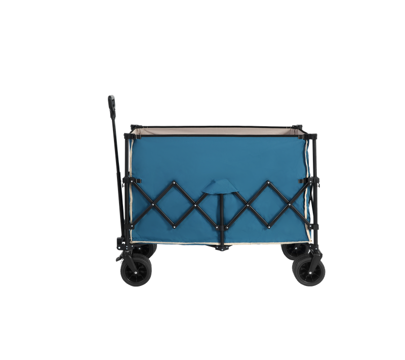 Chariot De Plage Pliable, Capacité 220lbs, Avec Grandes Roues, Bleu, Pour Utilisation Extérieure