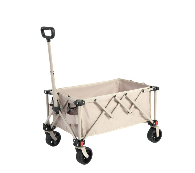 Chariot Pliable Tout Terrain, Avec Roues, Robuste, Beige, Pour Camping Et Jardin