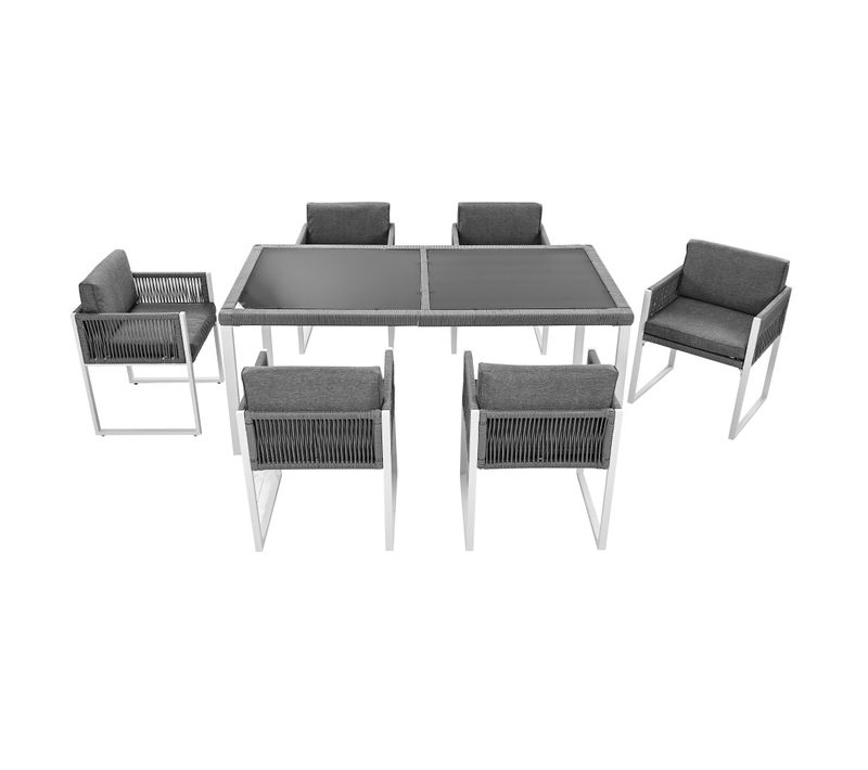 Ensemble Rope, Table à Manger 6 Personnes, Fauteuils, Housse Amovible Et Lavable