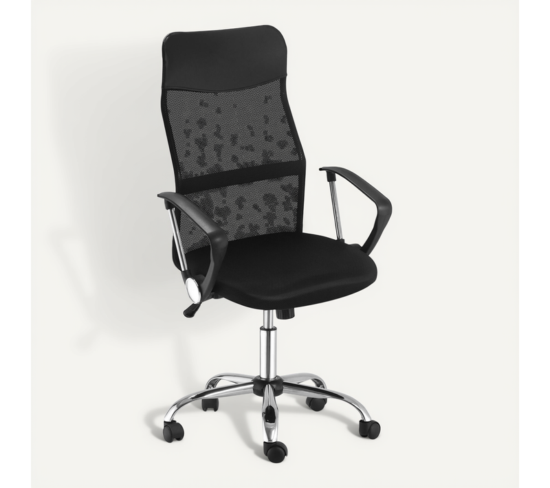 Chaise De Bureau En Maille, Ergonomique, Dossier Réglable, Fonction Bascule, Noire