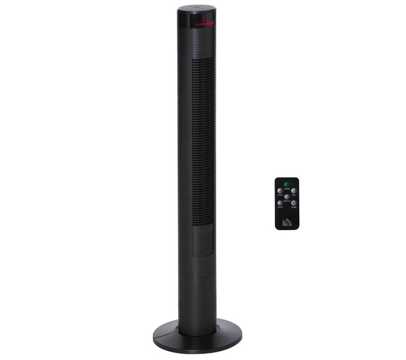 Ventilateur Sur Pied Noir 45 W 70° Oscillation 12h Minuterie 4 Modes 3 Vitesses Silencieuses