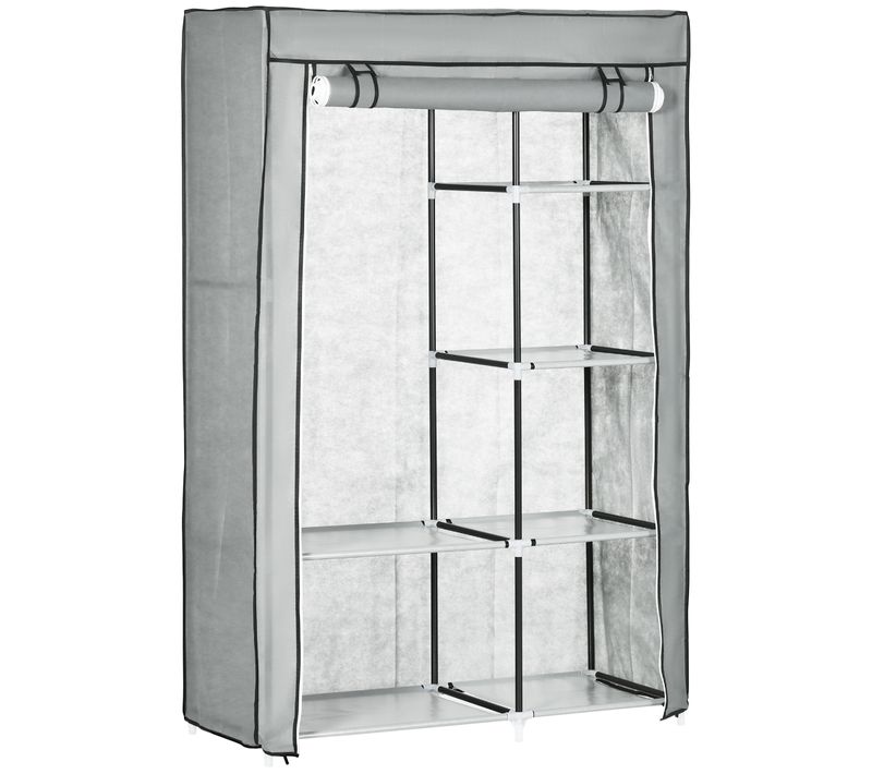 Armoire En Tissu, Non Tissé, 6 Compartiments, Pliable, Gris, 103x43x162,5 Cm