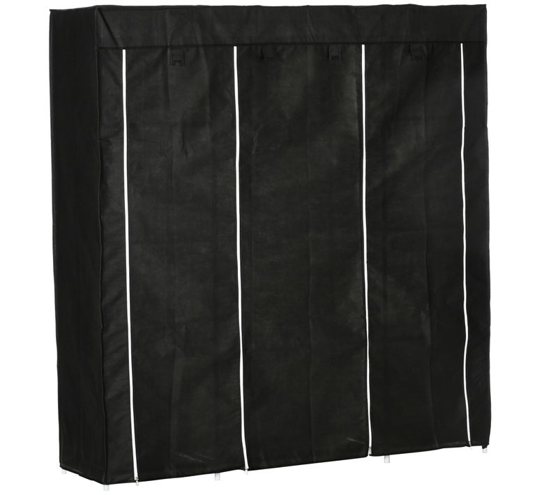 Armoire En Tissu Vliesstoff Avec 1 Tringle Et 10 Étagères, Gain De Place Robuste, 150x43x162,5cm