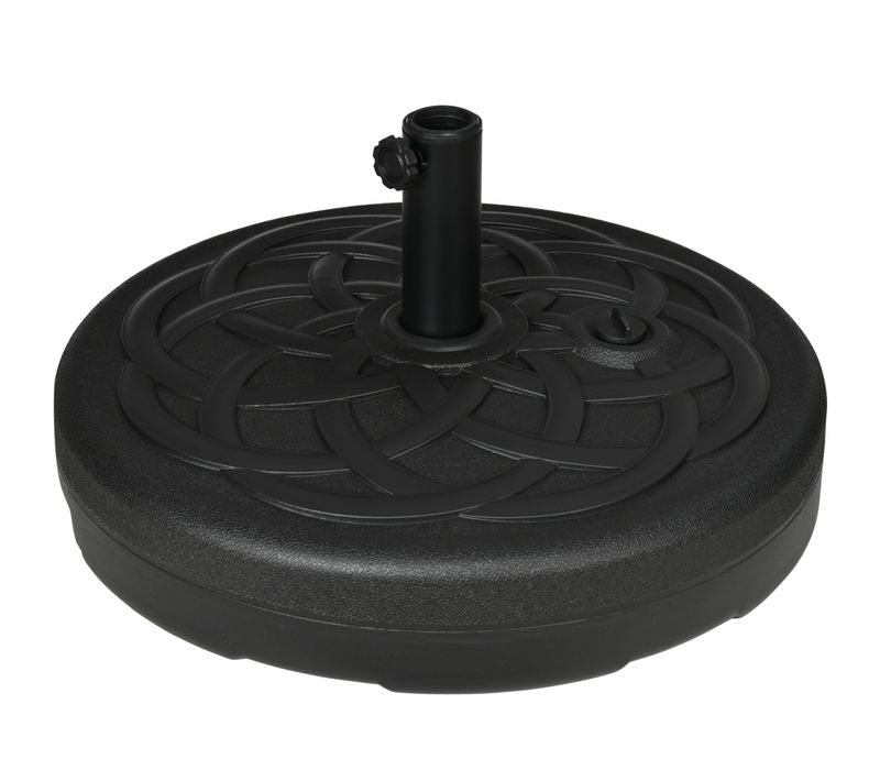 Support Parasol Remplissable Jusqu’à 35 Kg En Plastique Rond, Pour Balcon Et Jardin, Noir
