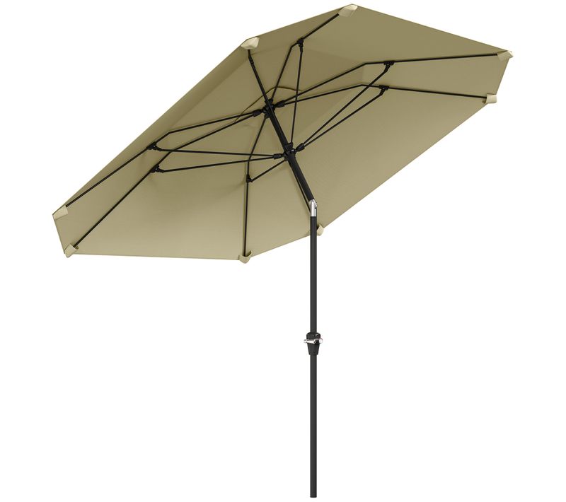 Parasol 233 Cm, Inclinable, Octogonal, Stable, Protection Solaire Pour Terrasse, Beige