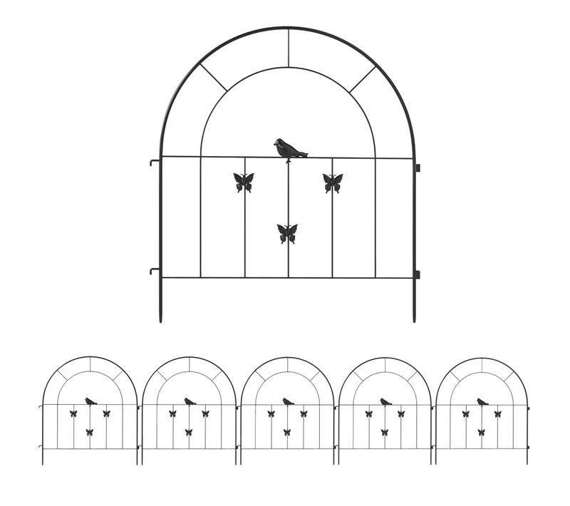 Clôture En Acier 300 Cm X 70 Cm Haut élément Décoratif Pour Animaux Noir