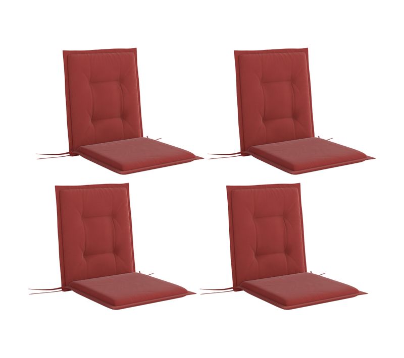 Coussins D’assise 4 Pièces 108x50 Cm Extérieur Intérieur, Avec Liens,  Bordeaux