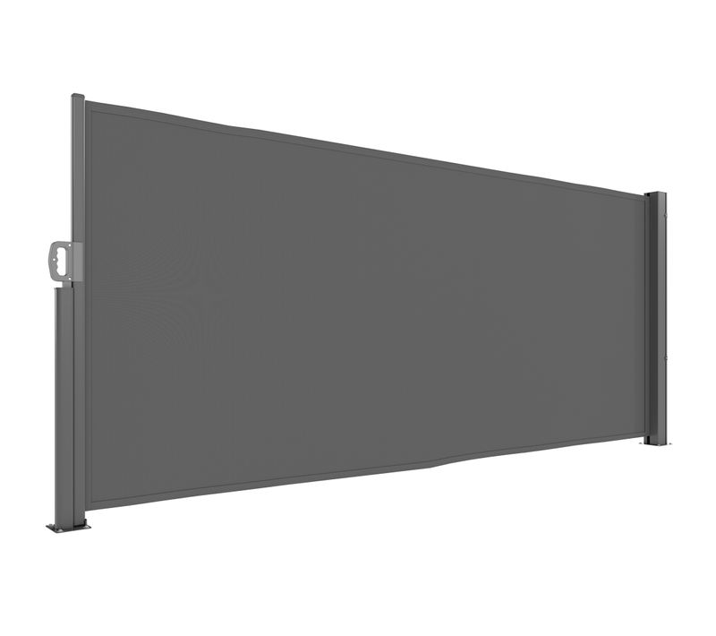 Marquise Latérale Extensible En Tissu Opaque Avec Fixation Murale, Gris Foncé