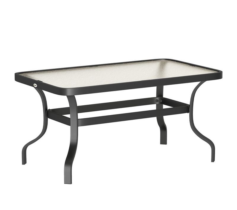 Table Basse En Verre Trempé 95x55 Cm Avec Bords Arrondis Pour Jardin Et Salon，noir