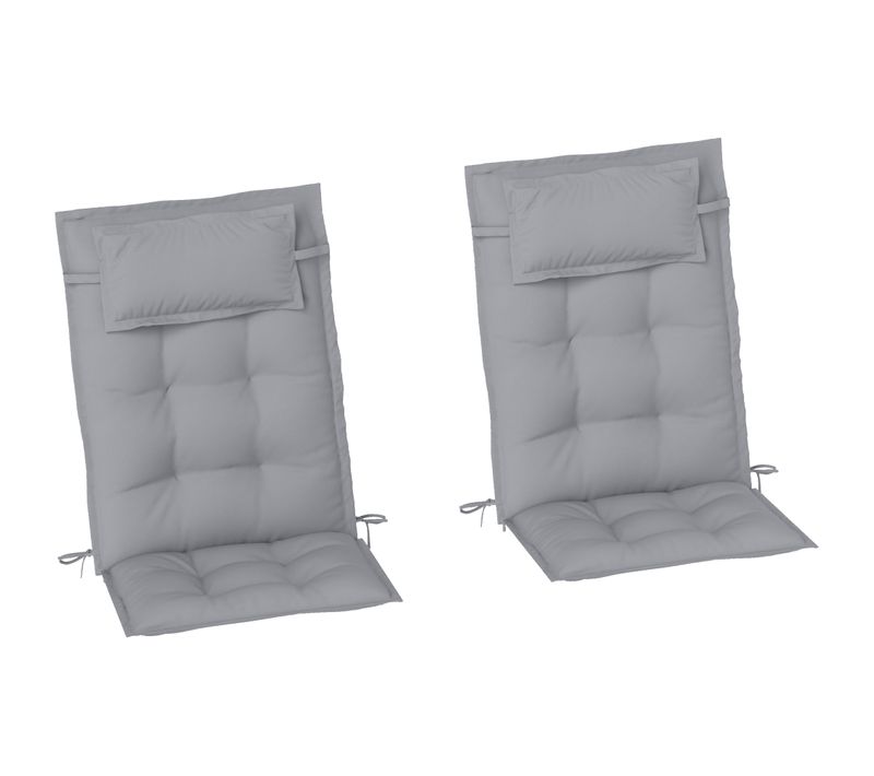 Set De 2 Coussins Pour Chaise Longue En Tissu Résistant à L'eau, Gris Clair