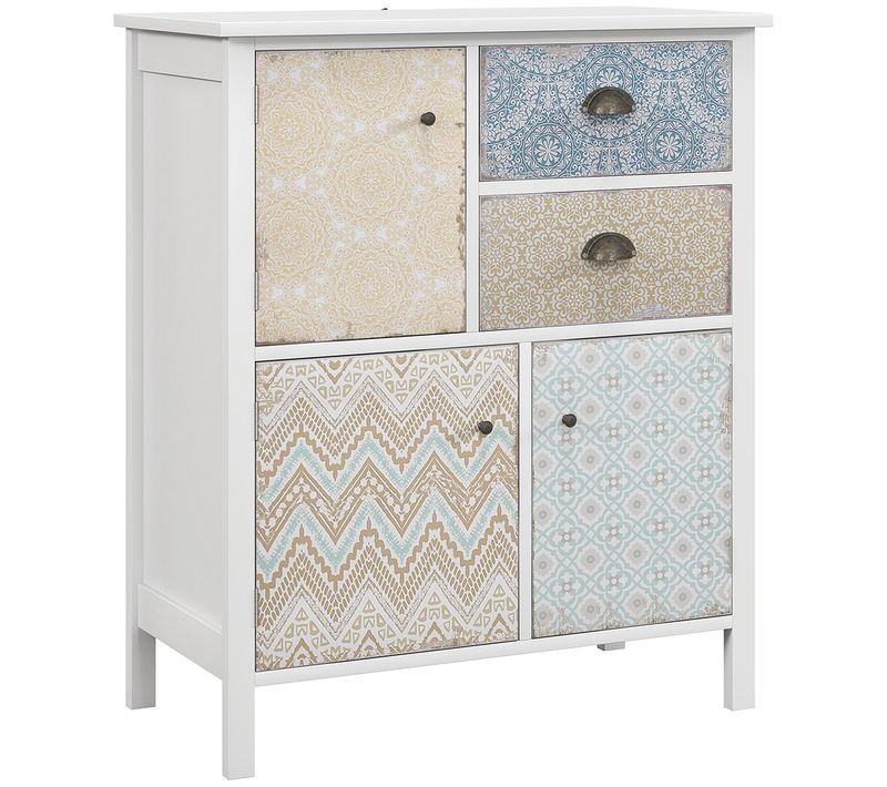 Meuble De Rangement 2 Tiroirs 3 Compartiments Protection Anti-basculement Blanc 68x34x80cm