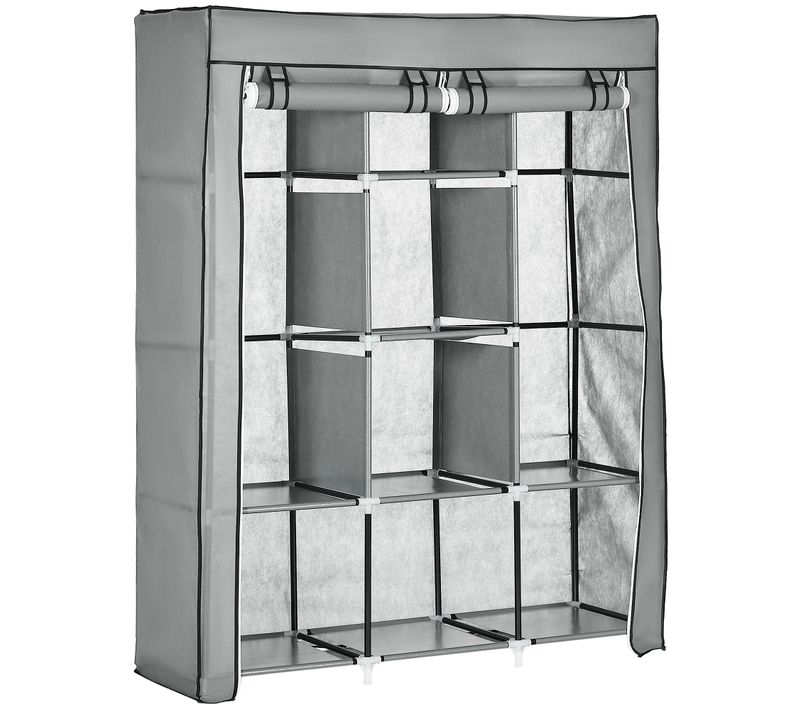 Armoire à Vêtements En Tissu Pliable, 8 Niveaux, Pour Chambre Et Hall, Gris Clair