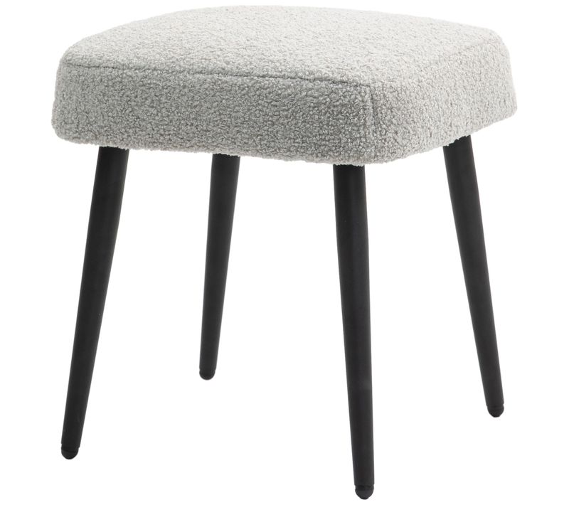Pouf Piédestal Carré En Effet Cachemire Avec Pieds En Acier, Pour Salon Et Chambre, Gris Clair