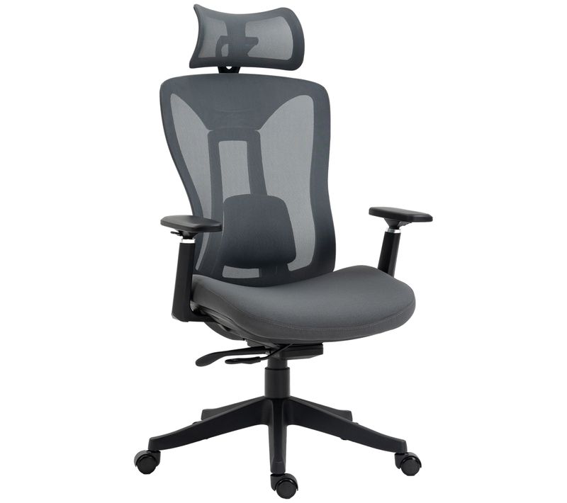 Chaise De Bureau En Maille, Fonction Allonge, Ergonomique Et Relaxante, Gris