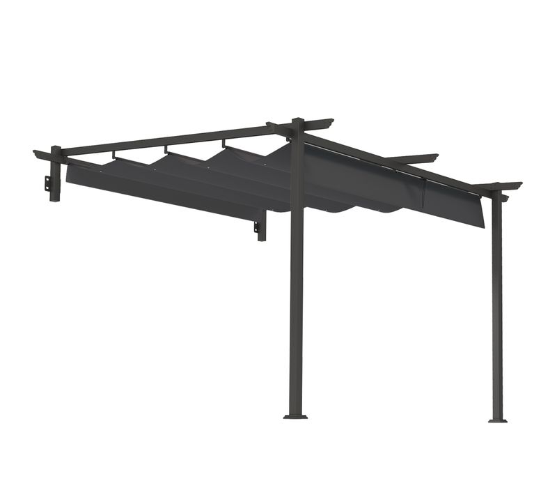 Pergola En Aluminium 3x3m Avec Toit Réglable, Protection Solaire Pour Terrasse Et Jardin, Gris Foncé