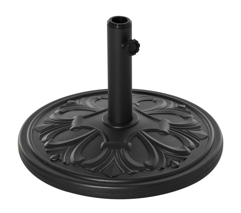 Support Parasol D.48x34 Cm En Plastique Et Ciment, Pour D.35/38/48 Mm, Antique Noir