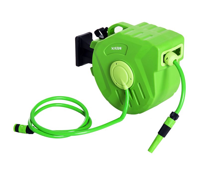 Enrouleur à Tuyau Automatique 15m Pour Air Comprimé Et Jardin, Vert