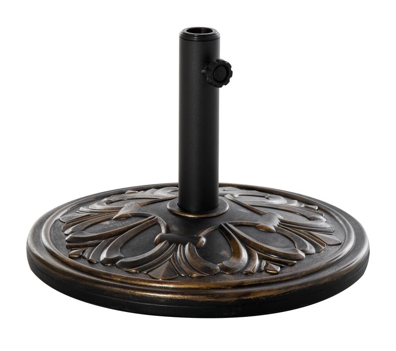 Support Parasol 13 Kg En Plastique Et Ciment D.48x34 Cm, Pour D.35/38/48 Mm, Bronze Antique