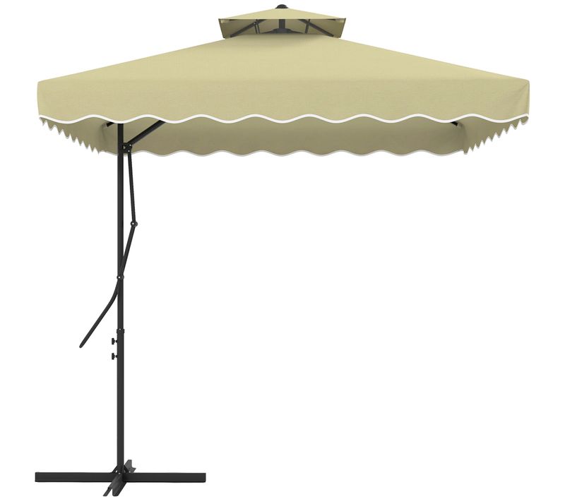 Parasol 243x243 Cm, Parasol De Balcon Avec Protection Uv, Parasol Déporté, Pied Croisé, ,gris Foncé