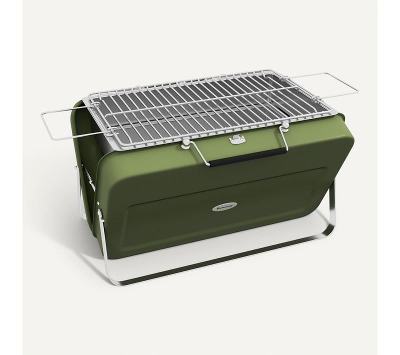 Grill De Table En Acier Inoxydable Avec Bac à Charbon Et Grille Pour Pique-nique Et Jardin, Vert
