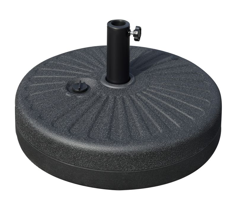 Pied Parasol 22 Kg En Ciment D.51x12 Cm, Pour D.38/48 Mm, Résistant Aux Intempéries, Noir