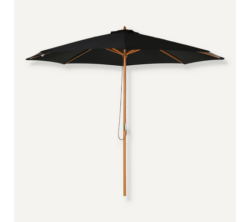 Parasol En Bois 300 Cm, Parasol De Jardin, Parasol De Balcon, Bambou, ,noir