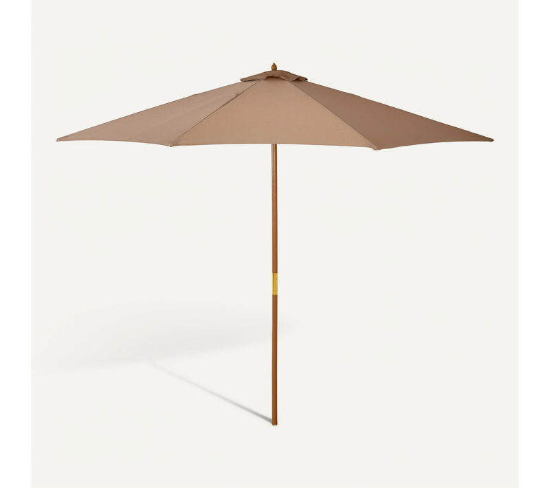 Parasol En Bois 300 Cm, Parasol De Jardin, Parasol De Balcon, Bambou, ,kaki
