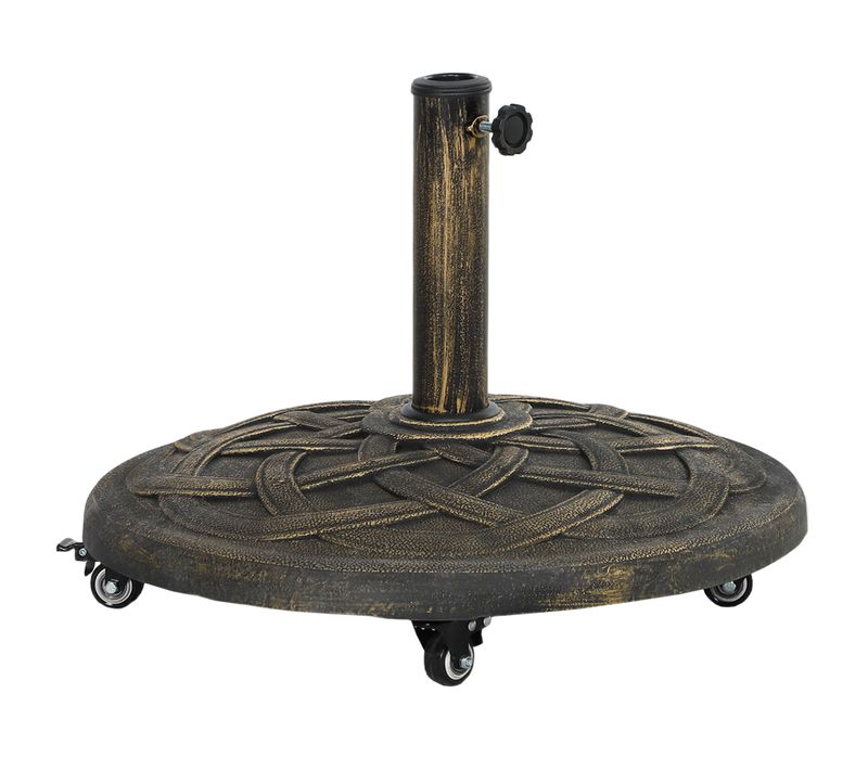 Support Parasol Rond En Béton Avec Roulettes, Pour Ø34/38/48 Mm, Balcon, Bronze