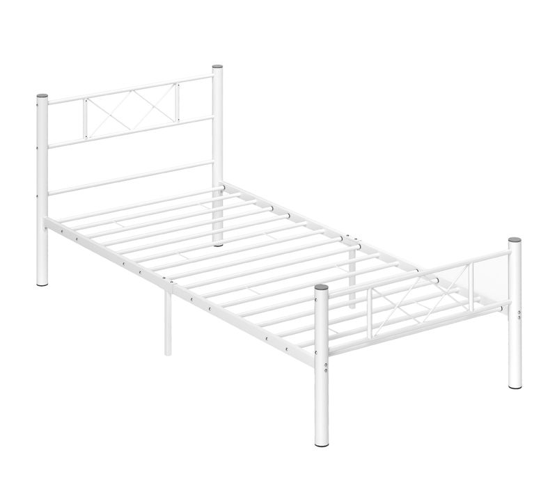 Lit Simple En Acier 200 X 90 Cm Hauteur 88 Cm Pour Chambre D'amis, Blanc