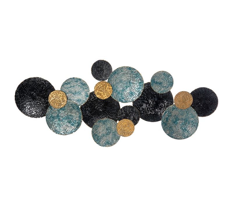 Sculpture Murale 3d En Métal Moderne Décorative Pour Salon, Or Noir Bleu