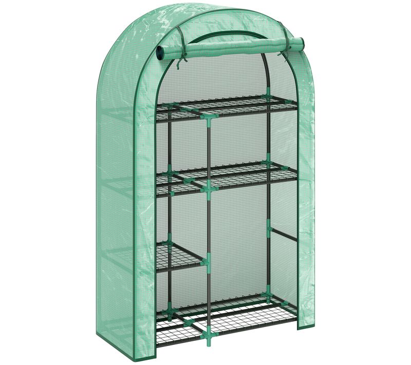 Serre En Acier Avec Toit Arrondi, Étagères, Hiver, Pour Balcon, Jardin, Tomates 100 X 45 X 160 Cm