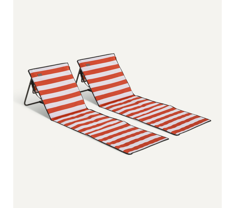 Set De 2 Chaises De Plage Pliables Et Réglables, Sac Inclus, 142x51x40cm,pour La Plage Et Le Camping