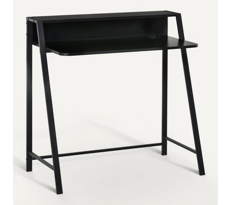 Bureau En Métal Noir Avec Rangement Et Gestion Des Câbles, 84x45x85cm Pour Bureau à Domicile