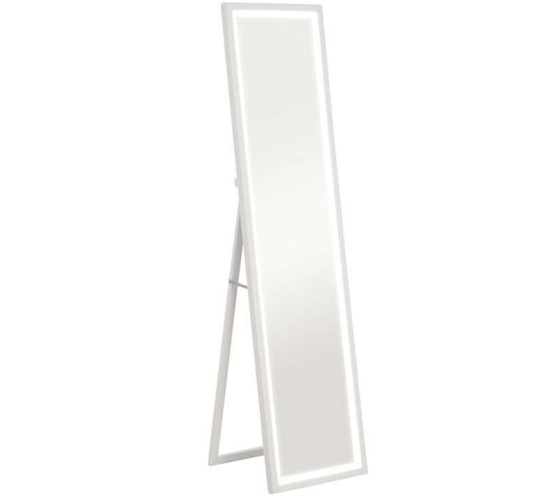 Miroir Debout 40 X 160 Cm En Verre Avec éclairage LED, Contrôle Tactile, Blanc