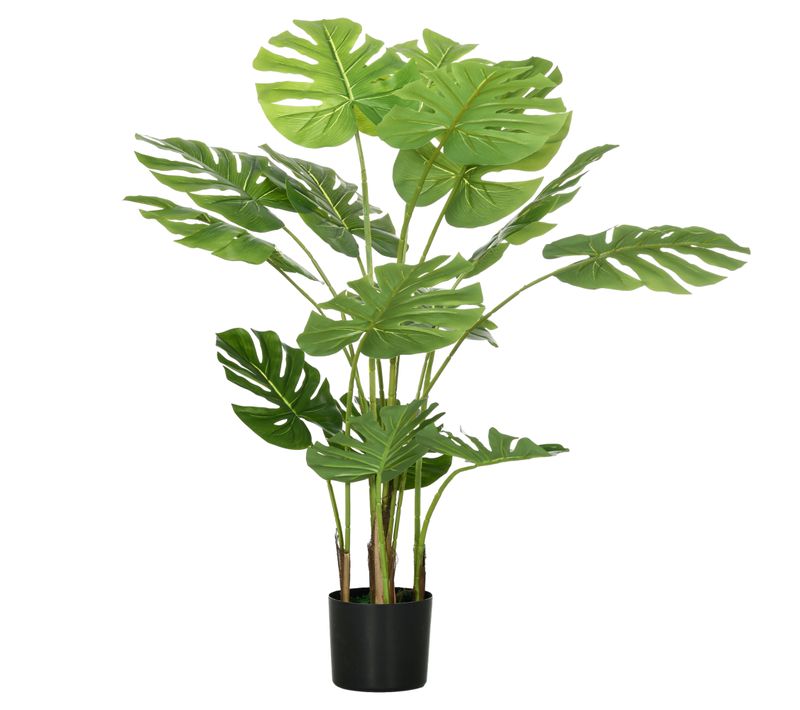 Monstera Artificielle 120 Cm Avec Pot Et Mousse Pe Réaliste, Vert