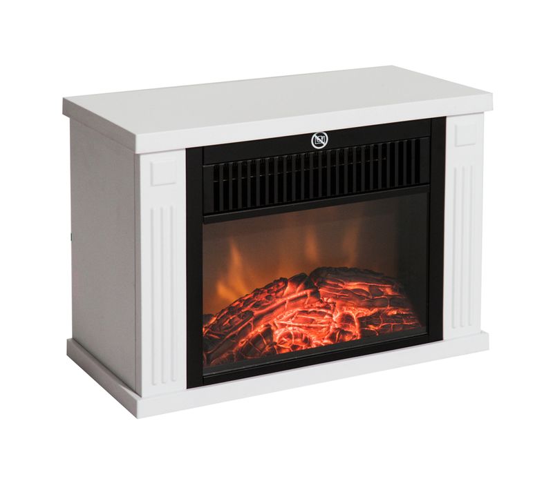 Cheminée Électrique 1200w En Blanc Avec Effet Flamme, Atmosphère Cosy