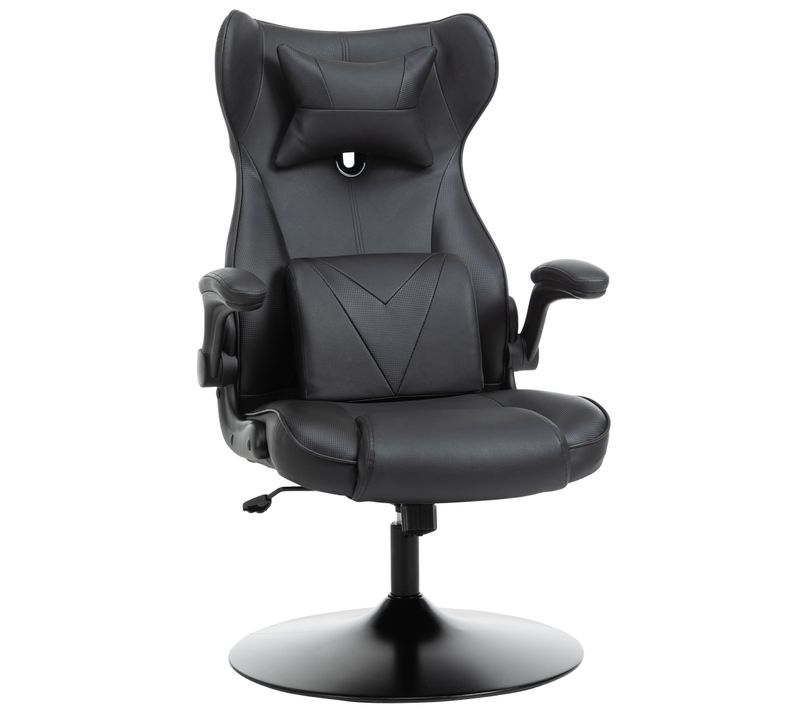 Chaise De Bureau Gaming Ergonomique, Bascule, Assise Rembourrée, Noire