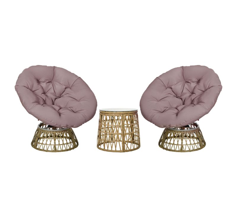 Salon Bistro Métal 3 Pièces 2 Fauteuils, Table, Coussins, Balcon Terrasse